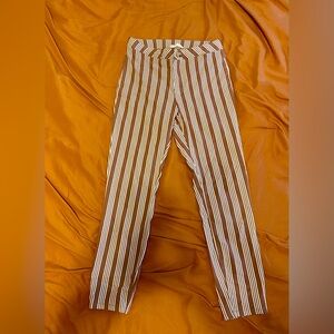 La Hearts Burnt Orange and White Striped Pants